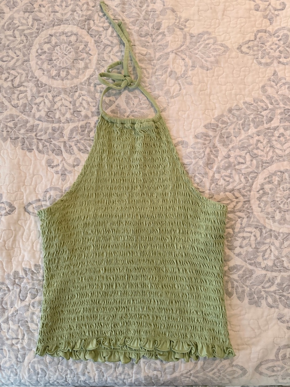 Old Navy Green Smocked Halter Tank Top